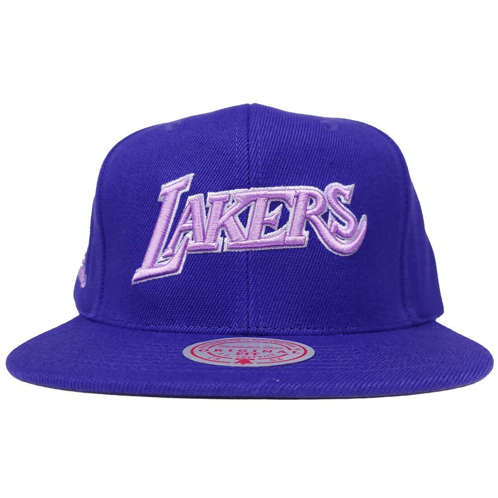 LA Lakers Mitchell & Ness NBA Snapback Hat Cap Tonal 3D‎ Logo Purple NWT